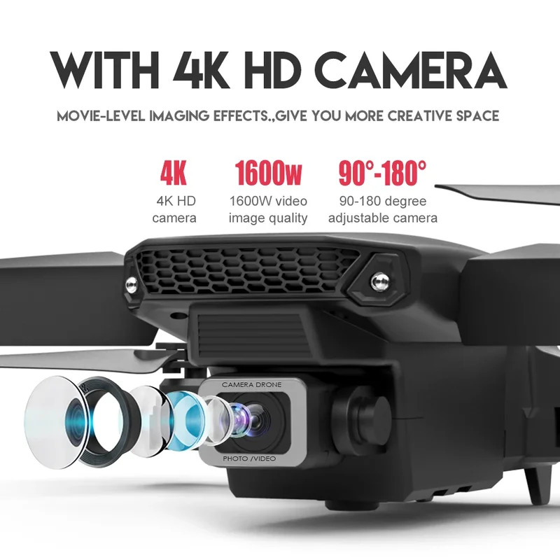 E88 ProIntelligent Folding Dro - đánh giá và giá Drone Camera Lens