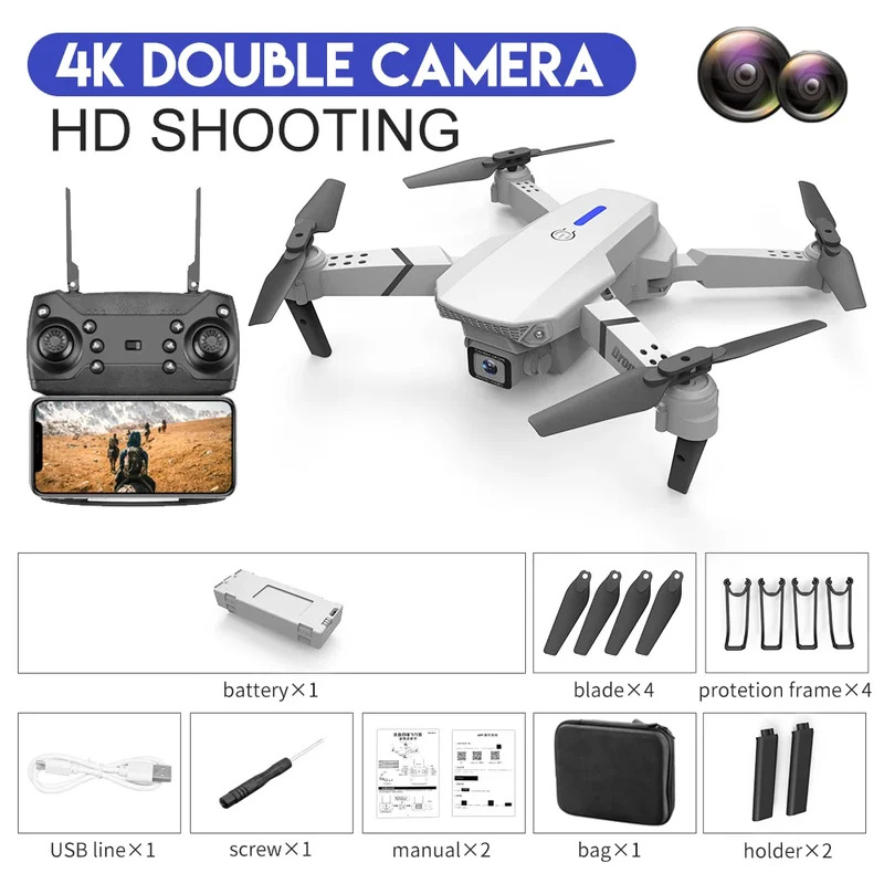 E88 ProIntelligent Folding Dro - đánh giá và giá Drone Camera Lens